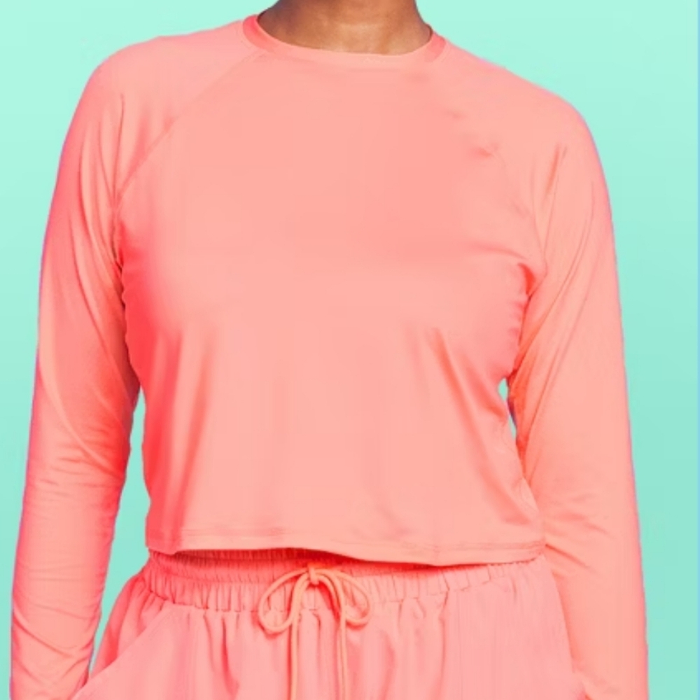 Coral Long Sleeve Swim Top